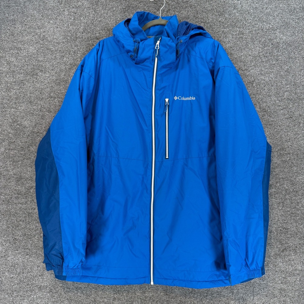 Columbia Jacket Mens XXL Blue Waterproof Insulated Hooded Outdoor Zip Up Coat